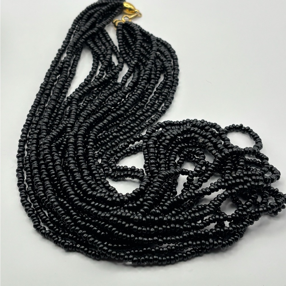 Elegant Napier Black Beaded Necklace and Bracelet Set - Picture 3 of 4